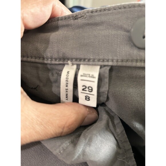 LOFT Women's Pants Size 8 / 29 Gray Lace Up Fly Y2K Tapered Mid Rise Stretch - Picture 4 of 7